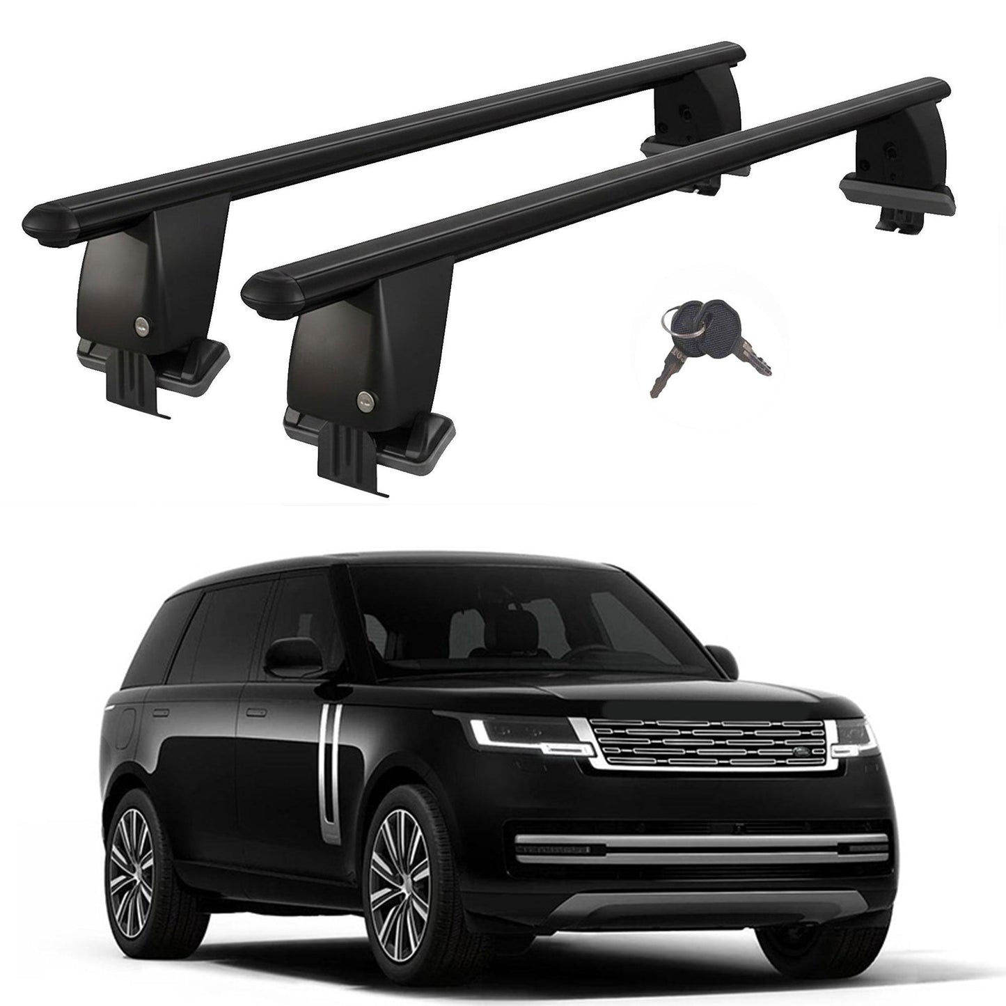Roof Bars For Cars Without Rails For Range Rover 5 L406 2021+ Lockable Black 2 Pcs