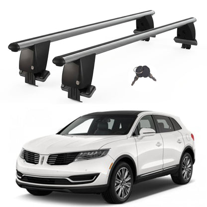 Roof Bars For Cars Without Rails For Lincoln MKX II 2016-2018 Lockable Grey 2 Pcs
