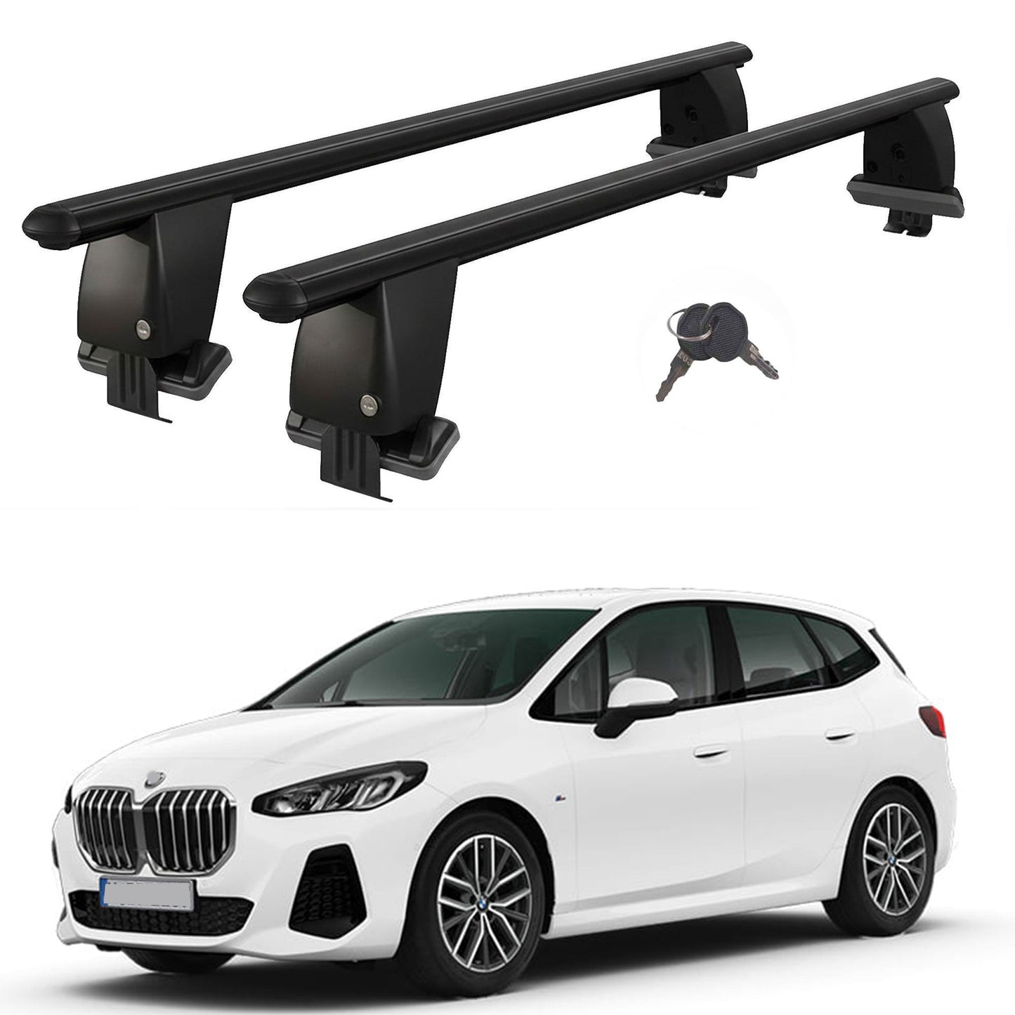 Roof Bars For Cars Without Rails For Bmw 2 U06 Active Tourer 2021+ Lockable Black 2 Pcs