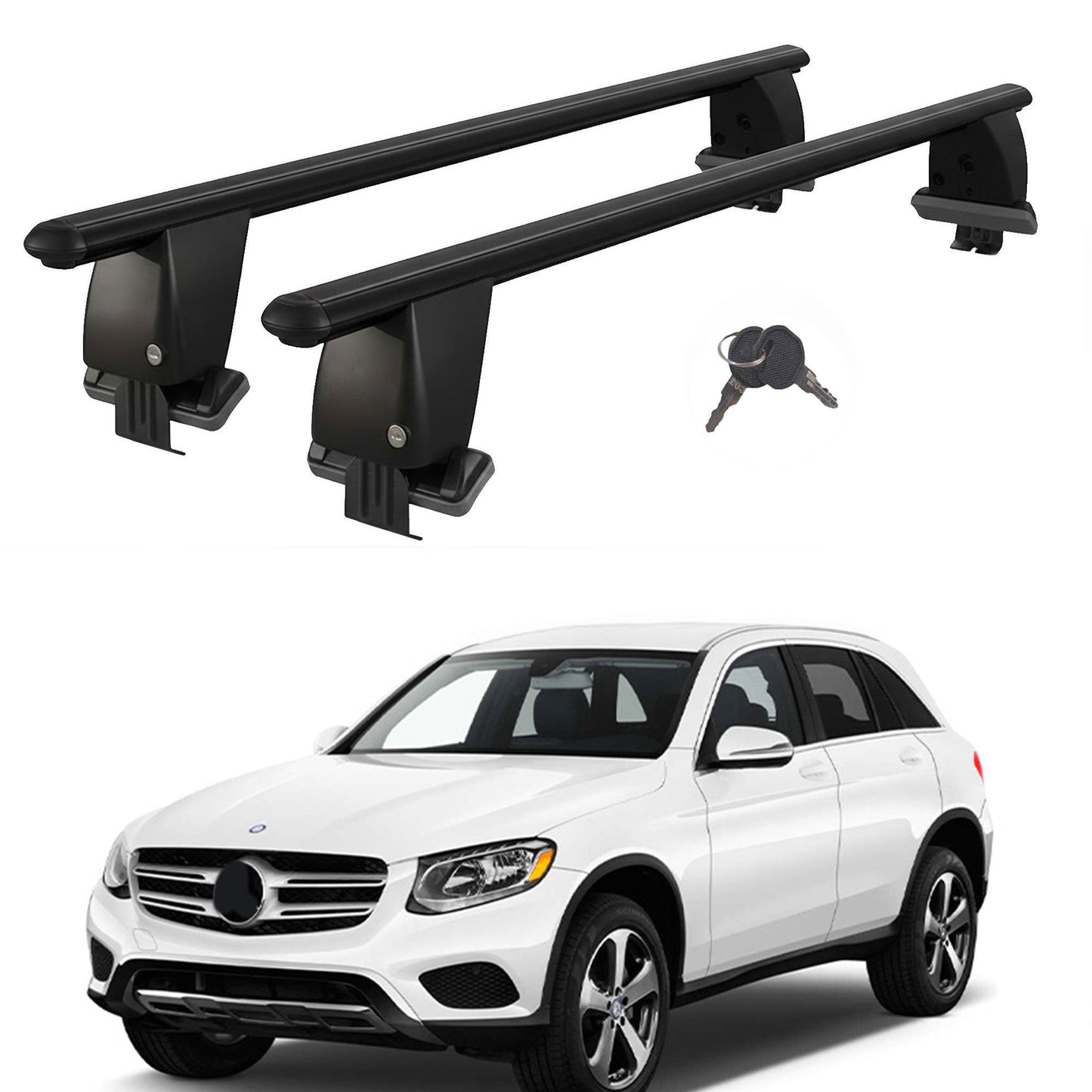 Roof Bars For Cars Without Rails For Mercedes Glc X253 2015-2020 Lockable Black 2 Pcs