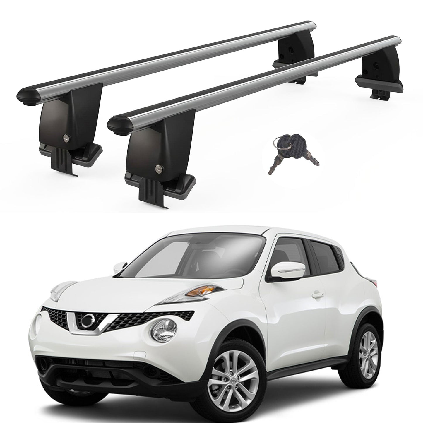 Roof Bars For Cars Without Rails For Nissan Juke F15 2010-2019 Lockable Grey 2 Pcs