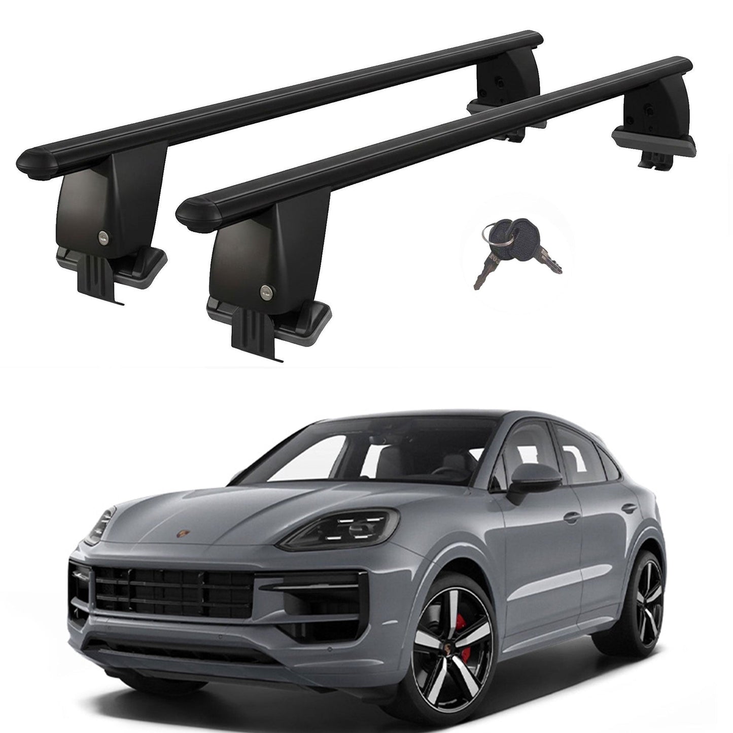 Roof Bars For Cars Without Rails For Porsche Cayenne Po536 2017+ Lockable Black 2 Pcs