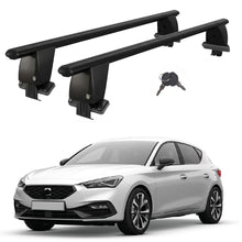 Roof Bars For Cars Without Rails For Seat Leon IV Mk4 2020+ Lockable Black 2 Pcs