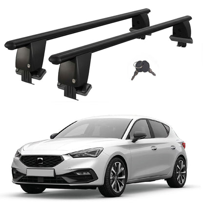 Roof Bars For Cars Without Rails For Seat Leon IV Mk4 2020+ Lockable Black 2 Pcs