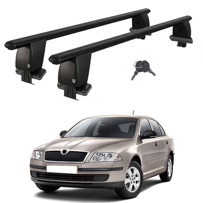 Roof Bars For Cars Without Rails For Skoda Octavia II 1Z 2008-2013 Lockable Black 2 Pcs