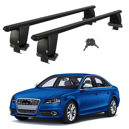 Roof Bars For Cars Without Rails For Audi A4 B8/8K 2007-2012 Lockable Black 2 Pcs