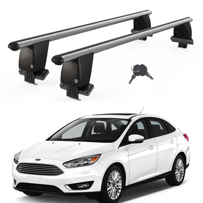 Roof Bars For Cars Without Rails For Ford Focus III 2018+ Lockable Grey 2 Pcs