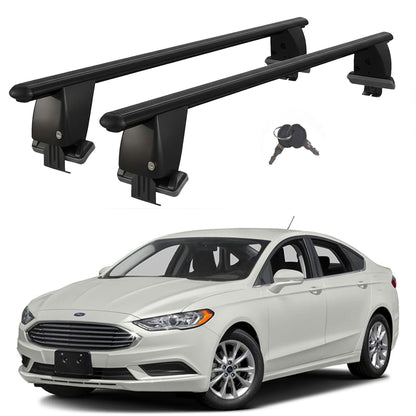 Roof Bars For Cars Without Rails For Ford Fusion Saloon II 2013+ Lockable Black 2 Pcs