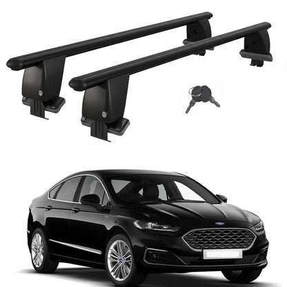 Roof Bars For Cars Without Rails For Ford Mondeo 2014+ Lockable Black 2 Pcs