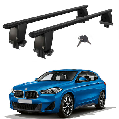 Roof Bars For Cars Without Rails For Bmw X2 F39 2018-2023 Lockable Black 2 Pcs