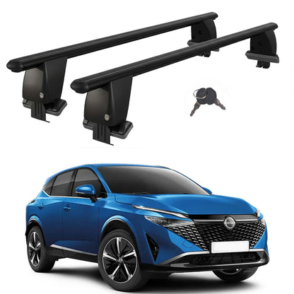Roof Bars For Cars Without Rails For Nissan Qashqai Dualis J12 2021+ Lockable Black 2 Pcs