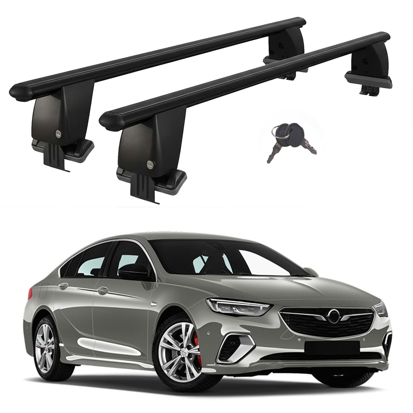 Roof Bars For Cars Without Rails For Vauxhall Insignia G. Sport 2017+ Lockable Black 2 Pcs