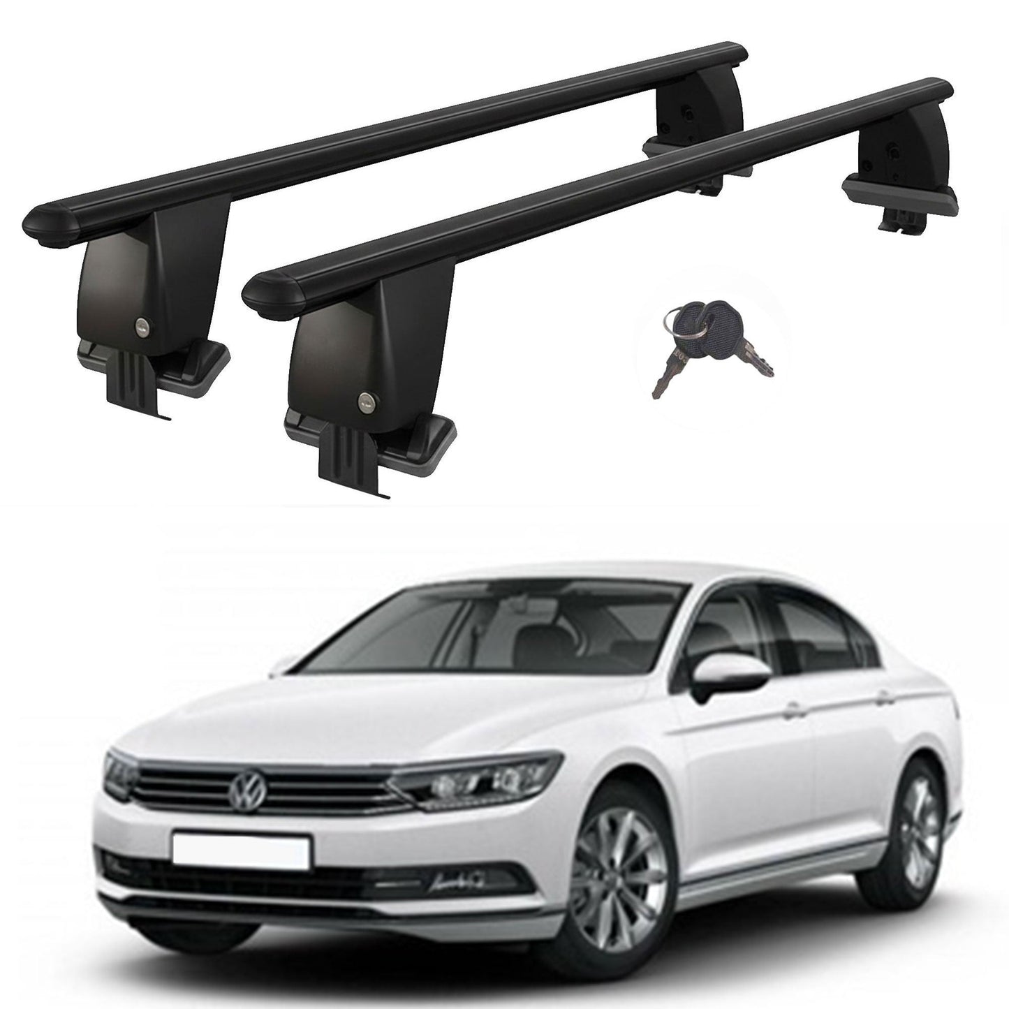 Roof Bars For Cars Without Rails For VwPassat B8 2014-2019 Lockable Black 2 Pcs