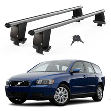 Roof Bars For Cars Without Rails For Volvo V50 2008-2012 Lockable Grey 2 Pcs
