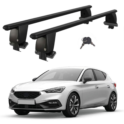 Roof Bars For Cars Without Rails For Seat Leon Mk4 2020+ Lockable Black 2 Pcs