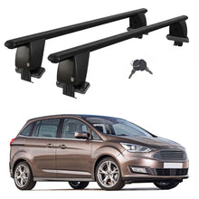 Roof Bars For Cars Without Rails For Ford C-Max II 2010-2019 Lockable Black 2 Pcs