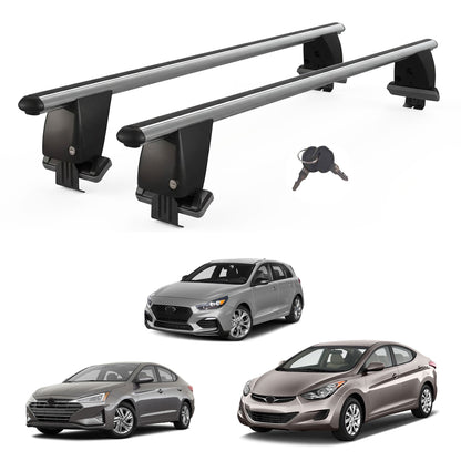Roof Bars For Cars Without Rails For Hyundai Elantra 2011+ Lockable Grey 2 Pcs