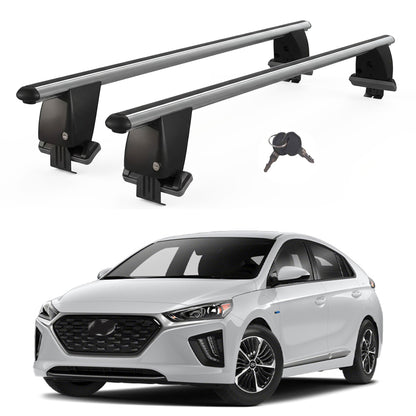 Roof Bars For Cars Without Rails For Hyundai Ioniq Ae 2016+ Lockable Grey 2 Pcs