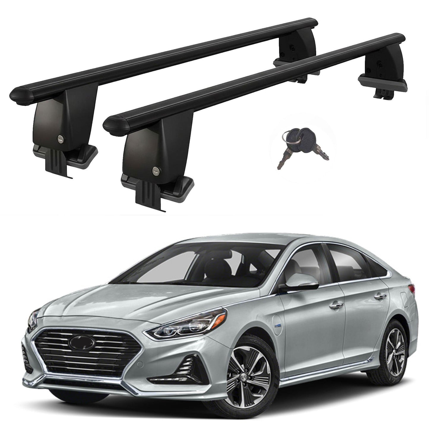 Roof Bars For Cars Without Rails For Hyundai Sonata VII Lf 2015-2019 Lockable Black 2 Pcs