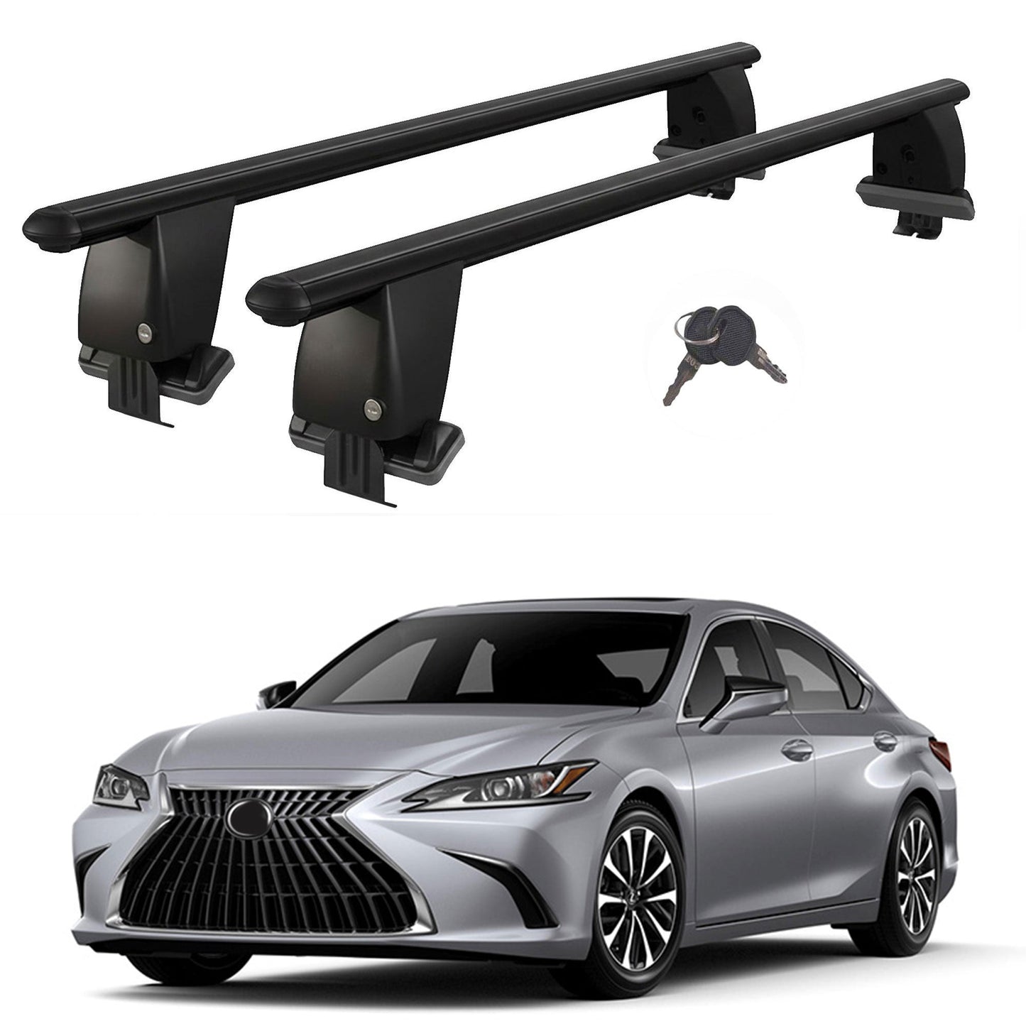 Roof Bars For Cars Without Rails For Lexus Es Xz10 2018+ Lockable Black 2 Pcs
