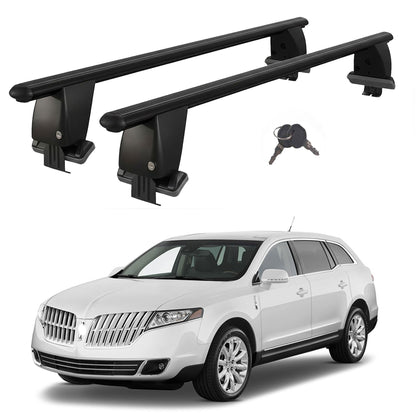 Roof Bars For Cars Without Rails For Lincoln MKT 2010+ Lockable Black 2 Pcs