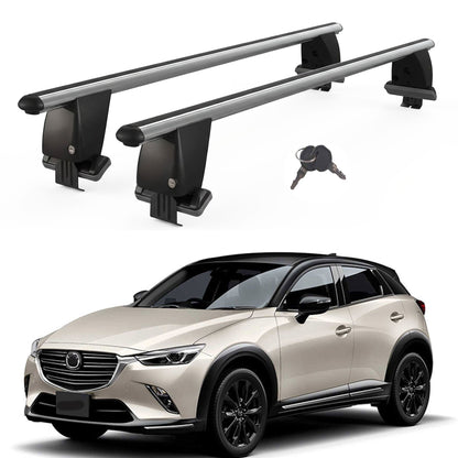 Roof Bars For Cars Without Rails For Mazda Cx-3 2015+ Lockable Grey 2 Pcs