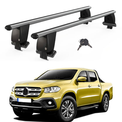 Roof Bars For Cars Without Rails For Mercedes X-Class 470 2018+ Lockable Grey 2 Pcs