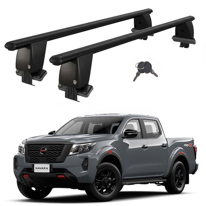 Roof Bars For Cars Without Rails For Nissan Navara/Np300/Frontier D23 2014-21 Lockable Black 2 Pcs