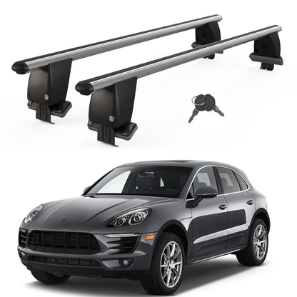 Roof Bars For Cars Without Rails For Porsche Macan 95B 2013+ Lockable Grey 2 Pcs