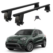 Roof Bars For Cars Without Rails For Fiat 500 X 2015+ Lockable Black 2 Pcs