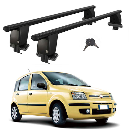 Roof Bars For Cars Without Rails For Fiat Panda II 2003-2012 Lockable Black 2 Pcs