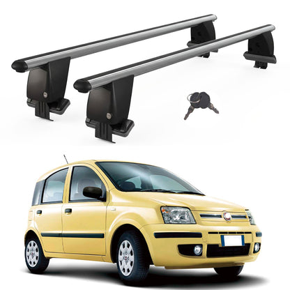 Roof Bars For Cars Without Rails For Fiat Panda II 2003-2012 Lockable Grey 2 Pcs