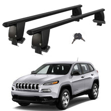 Roof Bars For Cars Without Rails For Jeep Cherokee Kl 2014+ Lockable Black 2 Pcs