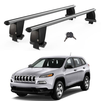 Roof Bars For Cars Without Rails For Jeep Cherokee Kl 2014+ Lockable Grey 2 Pcs