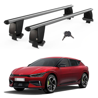 Roof Bars For Cars Without Rails For Kia Ev6 No Tetto Vetro 2021+ Lockable Grey 2 Pcs
