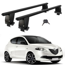 Roof Bars For Cars Without Rails For Lancia Ypsilon 2010-2013 Lockable Black 2 Pcs