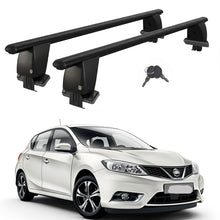Roof Bars For Cars Without Rails For Nissan Pulsar 2014+ Lockable Black 2 Pcs