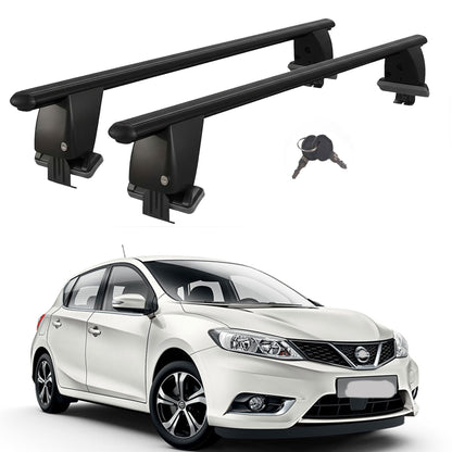 Roof Bars For Cars Without Rails For Nissan Pulsar 2014+ Lockable Black 2 Pcs