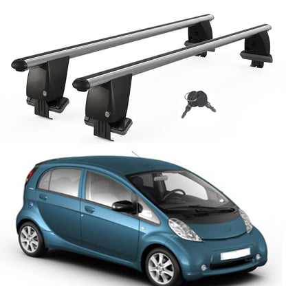 Roof Bars For Cars Without Rails For Peugeot ion 2011+ Lockable Grey 2 Pcs