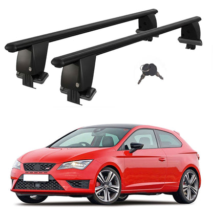 Roof Bars For Cars Without Rails For Seat Leon II 1P 2009-2013 Lockable Black 2 Pcs