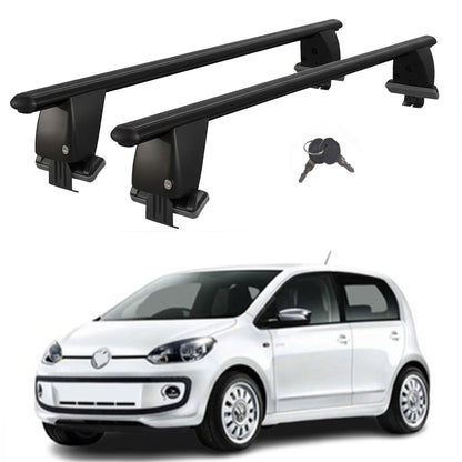 Roof Bars For Cars Without Rails For VwUp! 2011 2011+ Lockable Black 2 Pcs
