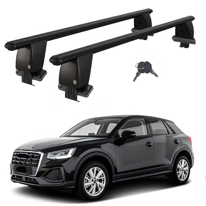 Roof Bars For Cars Without Rails For Audi Q2 Ga 2016+ Lockable Black 2 Pcs
