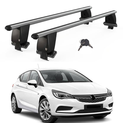 Roof Bars For Cars Without Rails For Vauxhall Astra K 2016-2021 Lockable Grey 2 Pcs