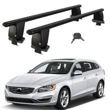 Roof Bars For Cars Without Rails For Volvo V60/V60 Cross Country 2010-2018 Lockable Black 2 Pcs
