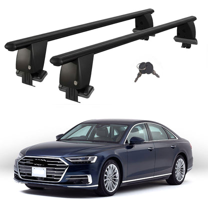 Roof Bars For Cars Without Rails For Audi A8 D5/4N 2017 2017+ Lockable Black 2 Pcs