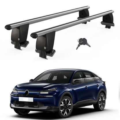 Roof Bars For Cars Without Rails For Citroen C4 Mk3 2020+ Lockable Grey 2 Pcs