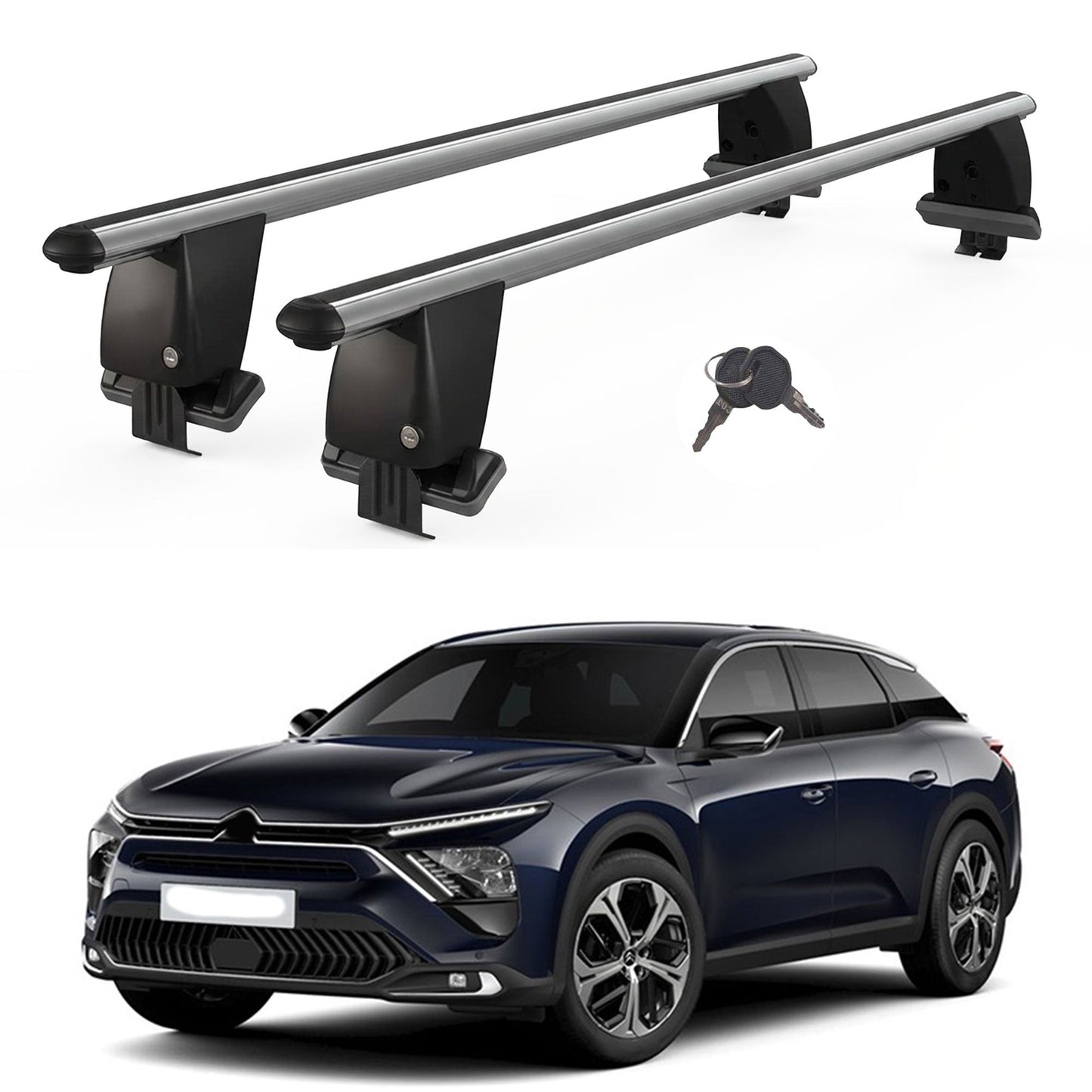 Roof Bars For Cars Without Rails For Citroen C5 X E43 2021+ Lockable Grey 2 Pcs