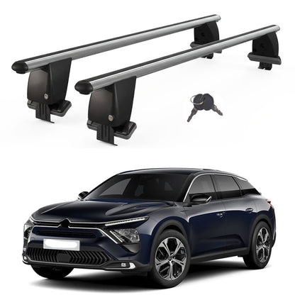 Roof Bars For Cars Without Rails For Citroen C5 X E43 2021+ Lockable Grey 2 Pcs