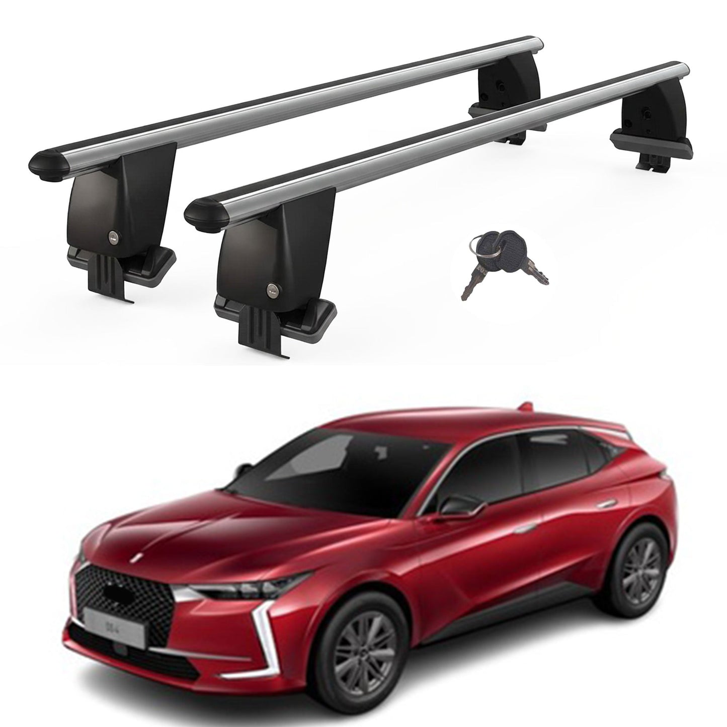Roof Bars For Cars Without Rails For Ds Ds 4 Mk2 2021+ Lockable Grey 2 Pcs