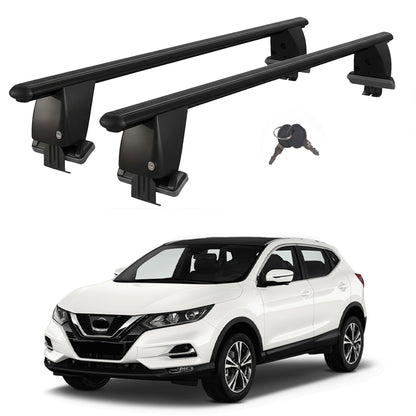 Roof Bars For Cars Without Rails For Nissan Qashqai/Dualis J11 2017-2021 Lockable Black 2 Pcs